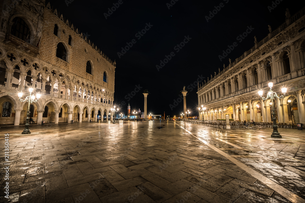 St Mark's Square at night in Venice Italy