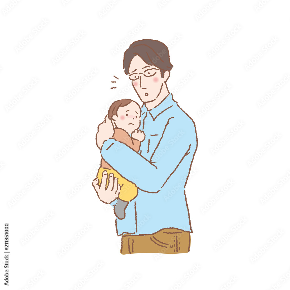 赤ちゃん 抱っこする 父親 イラスト Stock Vector Adobe Stock