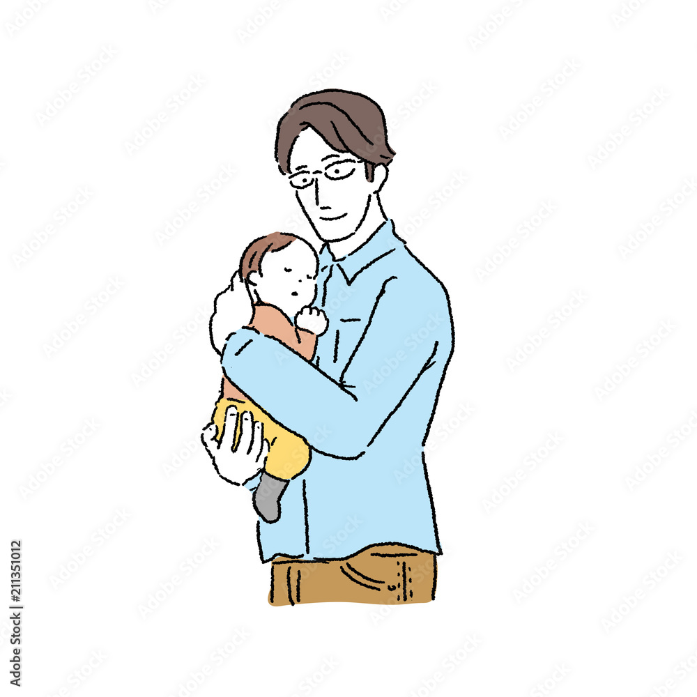 赤ちゃん 抱っこする 父親 イラスト Stock Vector Adobe Stock