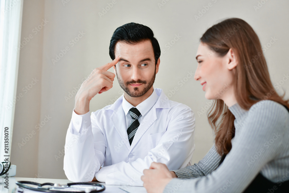 Health Concepts. The doctor is examining the patient's health. Patients are happy to come to the doctor. Medical examination results and Medical Consultation for Patients. The patient relaxes. Health Concepts. The doctor is examining the patient's health. Patients are happy to come to the doctor. Medical examination results and Medical Consultation for Patients. The patient relaxes.