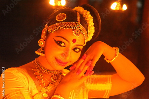 Bild auf Leinwand mohiniyattam or dance of the enchantress is the classical dance form of kerala,d