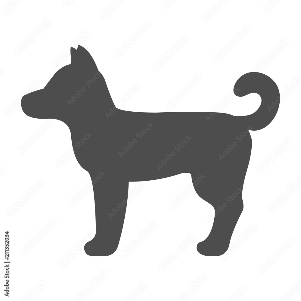 Standing dog silhouette. Vector.