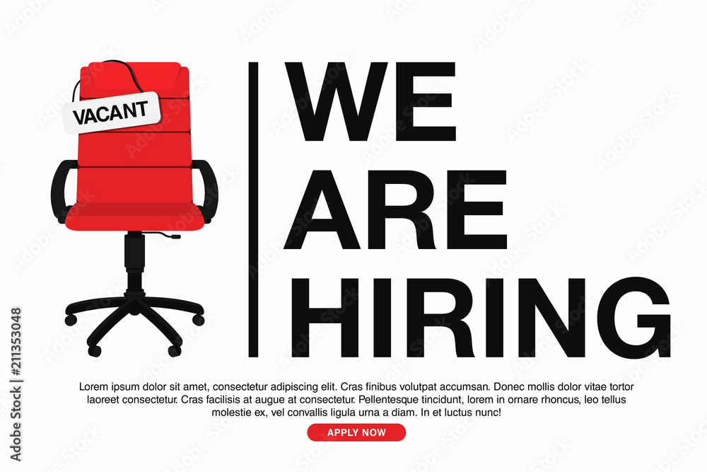 Business hiring and recruiting concept. We are hiring, banner concept