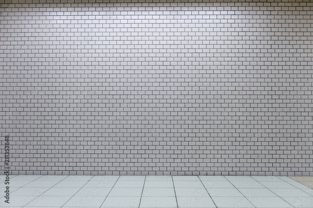Fototapeta premium street wall background ,Industrial background, empty grunge urban street with warehouse brick wall