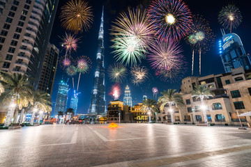 Crédence de cuisine Burj Khalifa Spectacle pyrotechnique au cœur de Dubaï  © Pawel Pajor