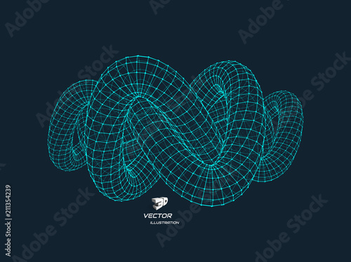 3d connection structure. Futuristic technology style. Abstract design. Lattice geometric element. Vector illustration. photo