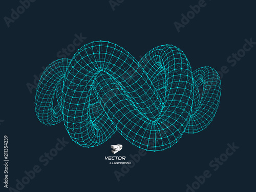 3d connection structure. Futuristic technology style. Abstract design. Lattice geometric element. Vector illustration.