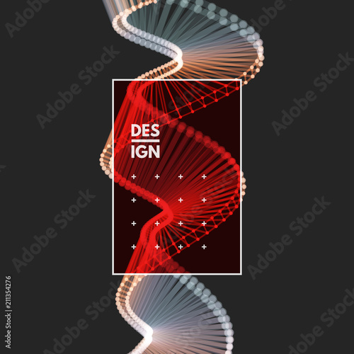 Spiral. Connection structure. Abstract grid design. 3d vector Illustration for science, technology.