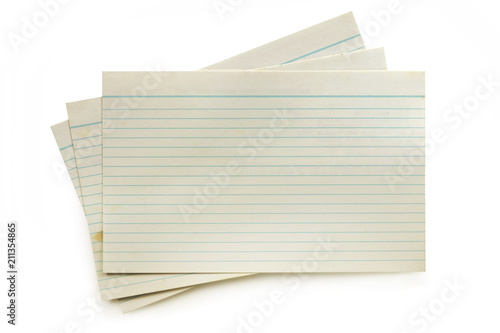 Old Index Cards Isolated on White with Soft Shadow photo