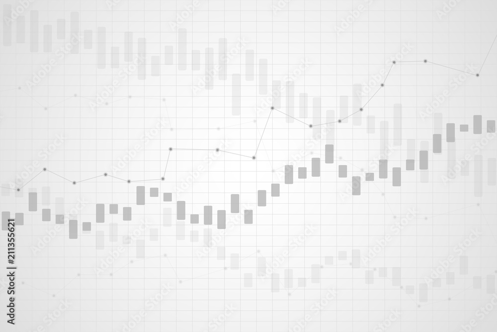 Business candle stick chart of stock market investment trading, Bullish point, Bearish point on a gray background. Vector illustrations.