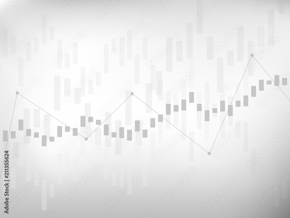 Business candle stick chart of stock market investment trading, Bullish point, Bearish point on a gray background. Vector illustrations.