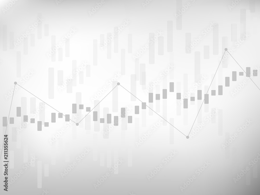 Fototapeta premium Business candle stick chart of stock market investment trading, Bullish point, Bearish point on a gray background. Vector illustrations.