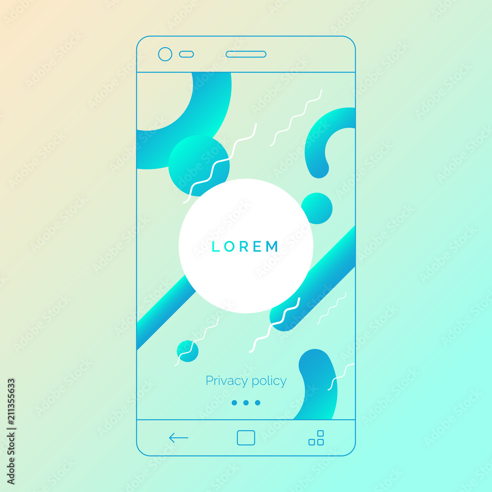 Fototapeta premium Abstract background for mobile applications. Linear illustration of a smartphone.