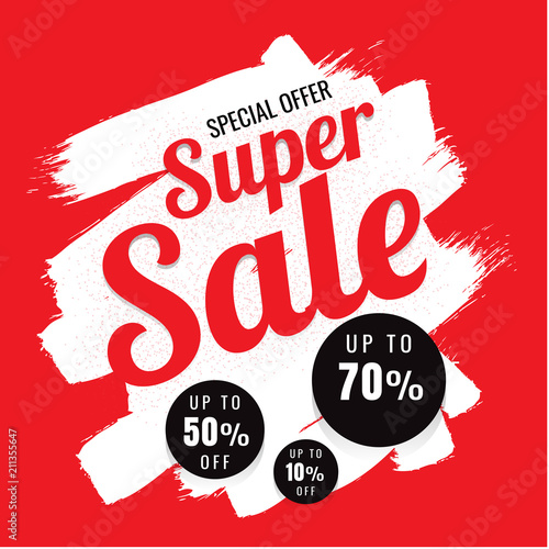 SUPER SALE SPECIAL OFFER 10 % 50 % 70 % on white background. vector illustration. Trading business. shopping. banner