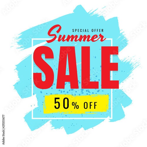 Summer Sale discount 50% on white background. vector. banner. Business