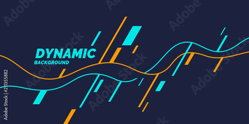 Bright poster with dynamic waves. Illustration minimal flat style
