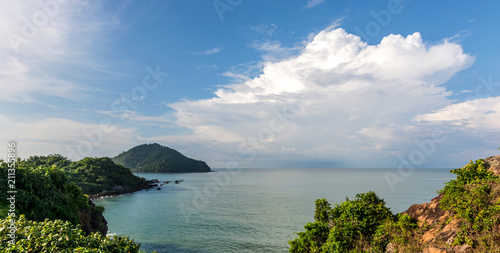 Sea view with rock and tree, tropical scenery © chanyutcb