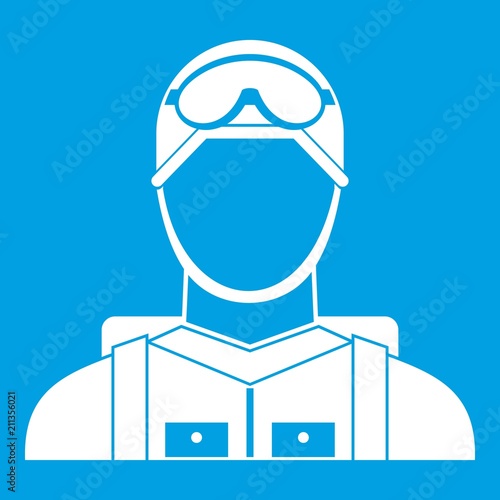 Military paratrooper icon white isolated on blue background vector illustration