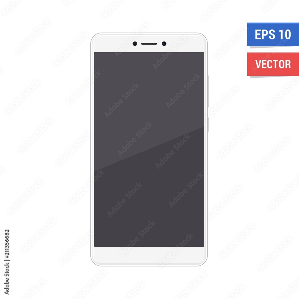 Realistic vector flat mock-up smartphone isolated on white background. Scale image any resolution Realistic vector flat mock-up smartphone isolated on white background. Scale image any resolution