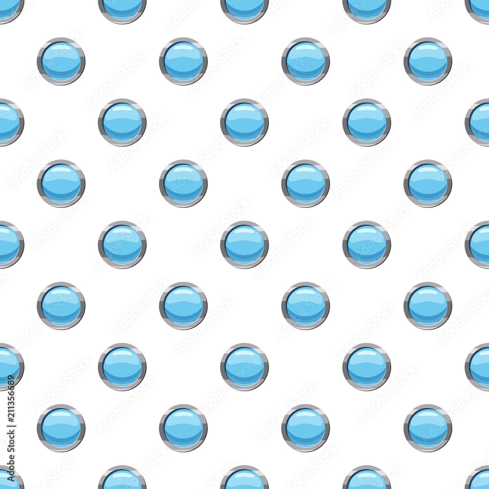 Blue round button pattern seamless repeat in cartoon style vector illustration