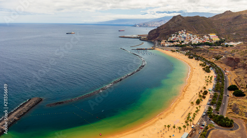 Famous Teresitas beach on canary island Tenerife.