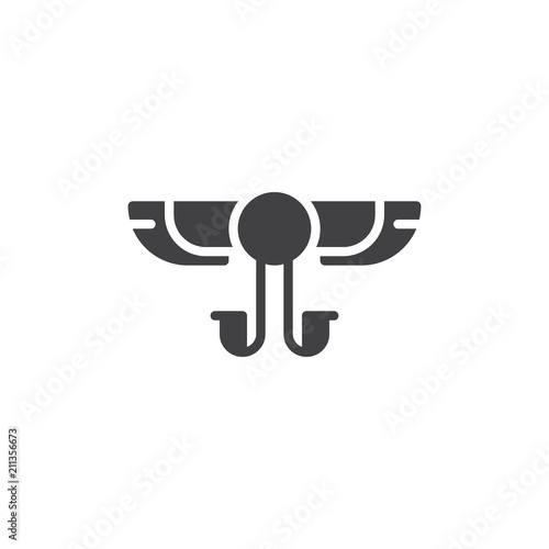 Winged Solar vector icon. filled flat sign for mobile concept and web design. Egyptian Hieroglyph simple solid icon. Symbol, logo illustration. Pixel perfect vector graphics