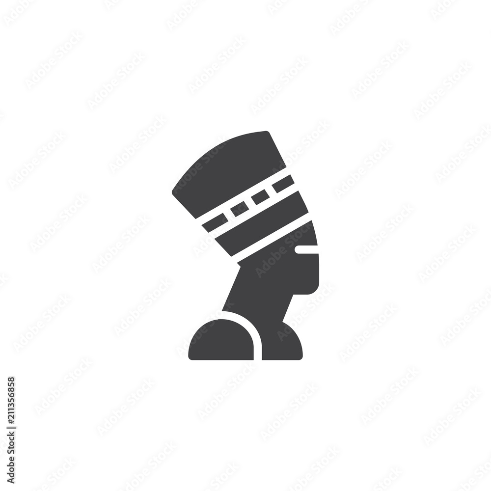 Nefertiti Profile vector icon. filled flat sign for mobile concept and web design. Egyptian queen simple solid icon. Symbol, logo illustration. Pixel perfect vector graphics Nefertiti Profile vector icon. filled flat sign for mobile concept and web design. Egyptian queen simple solid icon. Symbol, logo illustration. Pixel perfect vector graphics