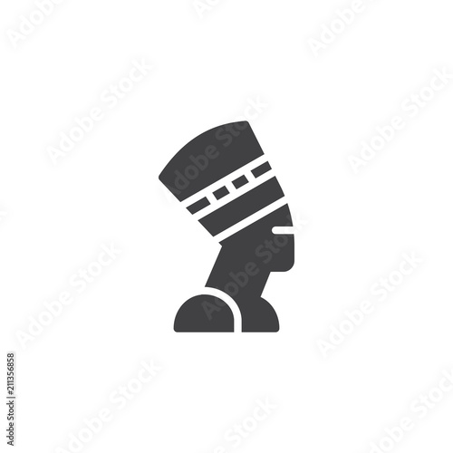 Nefertiti Profile vector icon. filled flat sign for mobile concept and web design. Egyptian queen simple solid icon. Symbol, logo illustration. Pixel perfect vector graphics