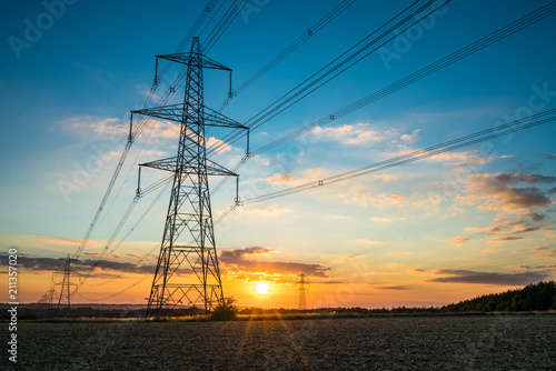 Electric pylon at sunset 