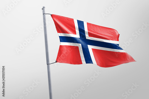 Isolated Norway Flag waving, 3D Realistic Norway Flag Rendered photo