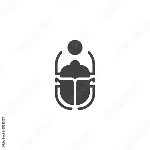 Scarab Beetle and sun vector icon. filled flat sign for mobile concept and web design. Egyptian Scarab simple solid icon. Symbol, logo illustration. Pixel perfect vector graphics