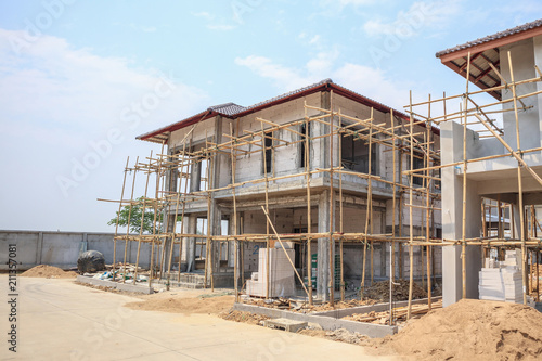 house under construction with autoclaved aerated concrete block structure at building site © Piman Khrutmuang