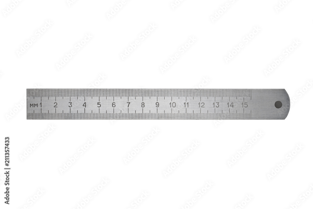 Metal ruler 15 cm isolated on white background Metal ruler 15 cm isolated on white background