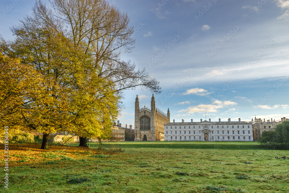 Morning view of Kings College in Cambridge in autumn