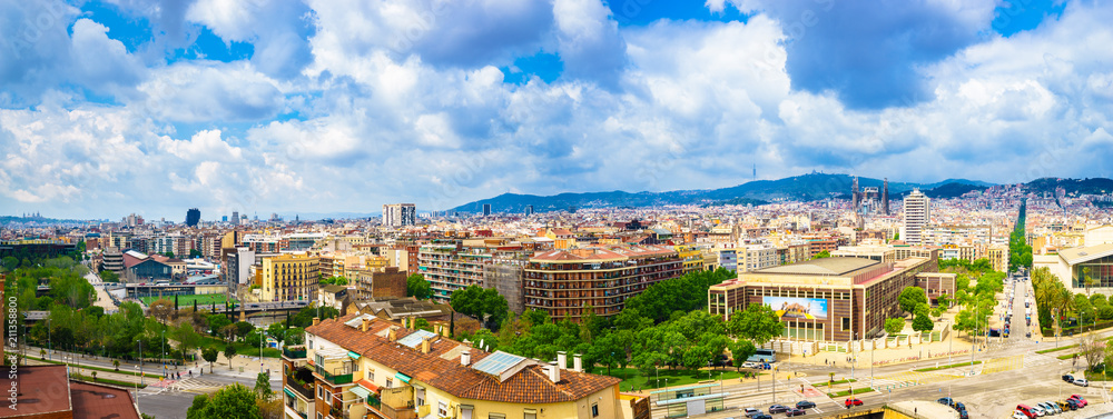 Panoramic city view over Barcelona