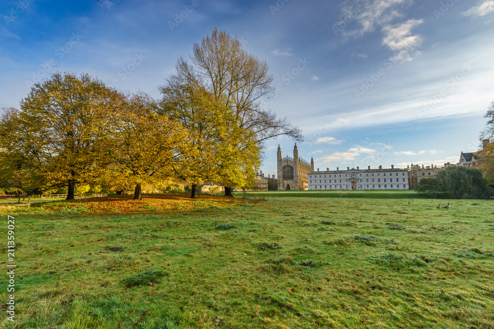 Morning autumn panorama of Kings College in Cambridge