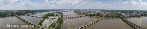 City Island Market Street Bridge Crossing Susquehanna River Aerial View Harrisburg Pennsylvania © CascadeCreatives