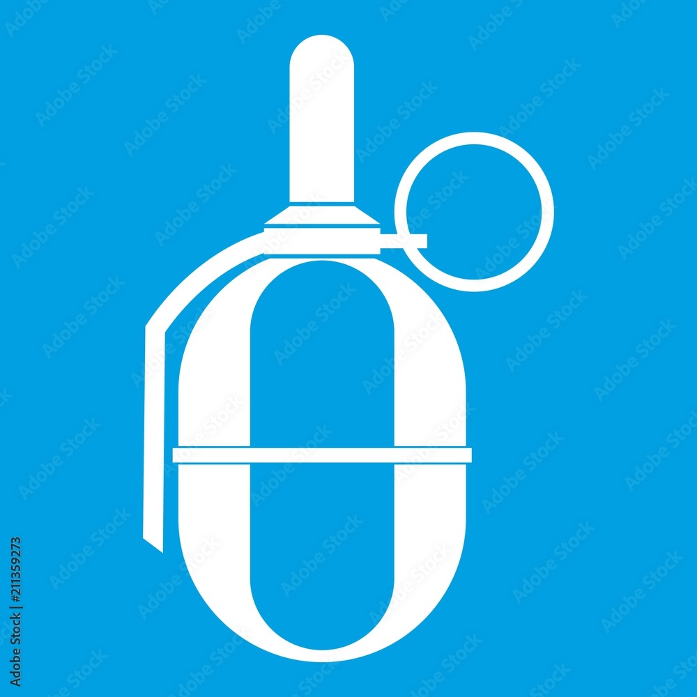 Hand paintball grenade icon white isolated on blue background vector illustration Hand paintball grenade icon white isolated on blue background vector illustration