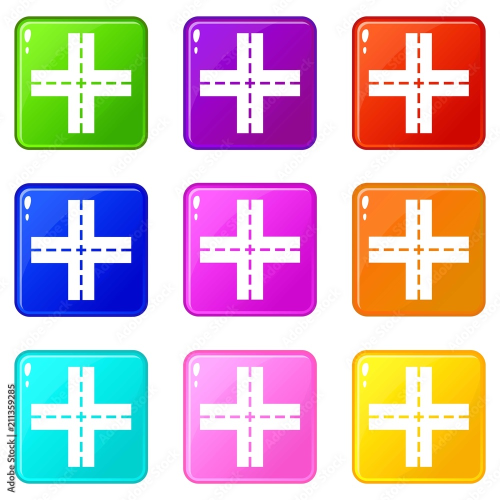 Obraz premium Crossing road icons of 9 color set isolated vector illustration