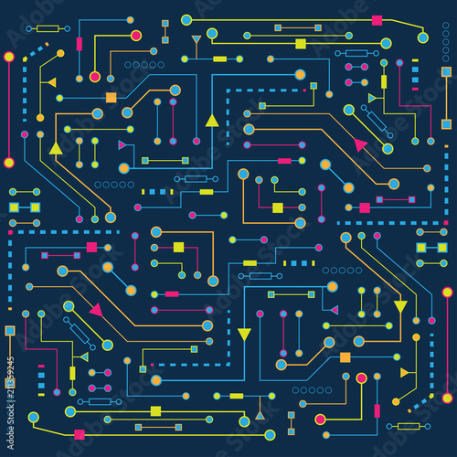 Electrical circuit .Color scheme .Technologies of the future, background