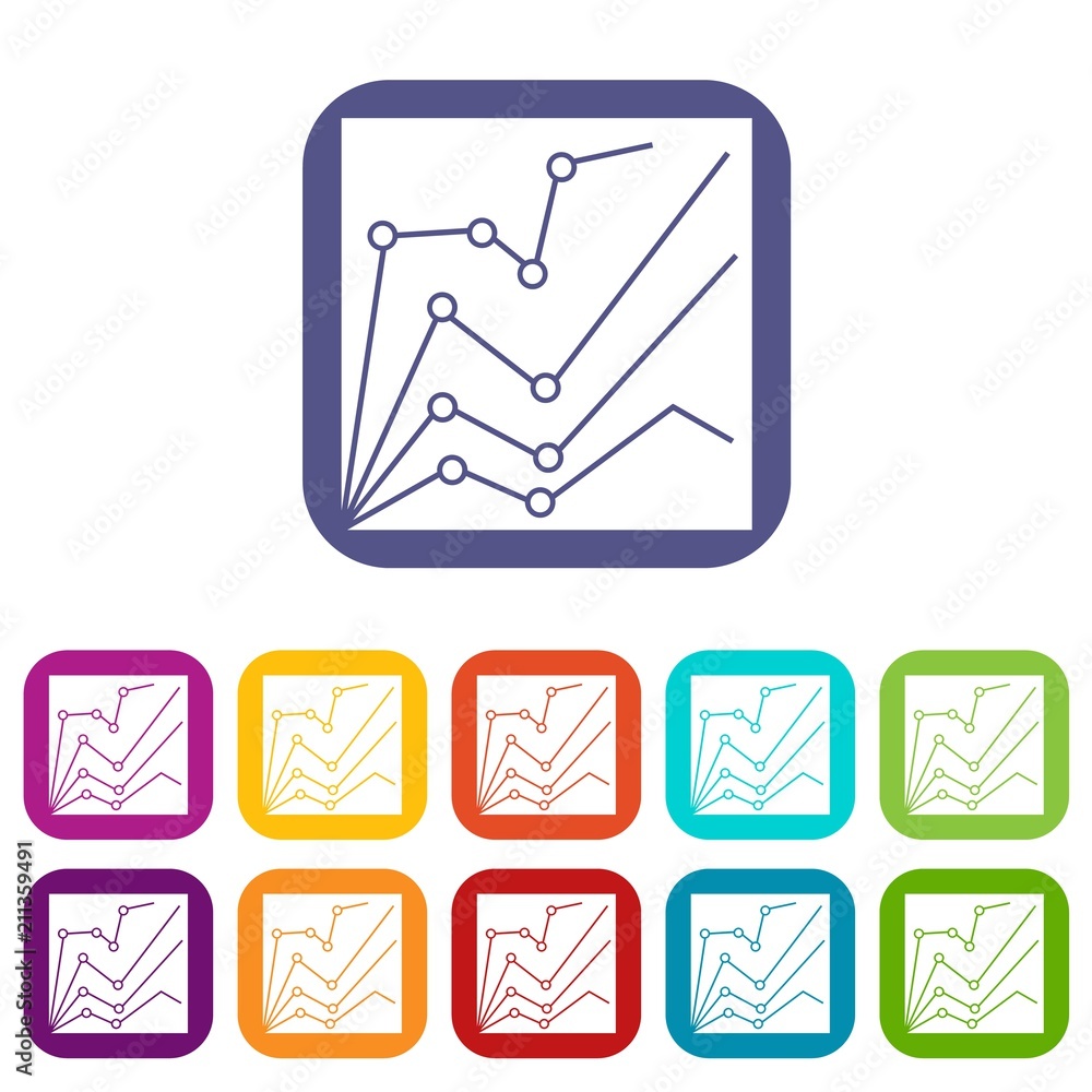 Financial statistics icons set vector illustration in flat style in colors red, blue, green, and other Financial statistics icons set vector illustration in flat style in colors red, blue, green, and other