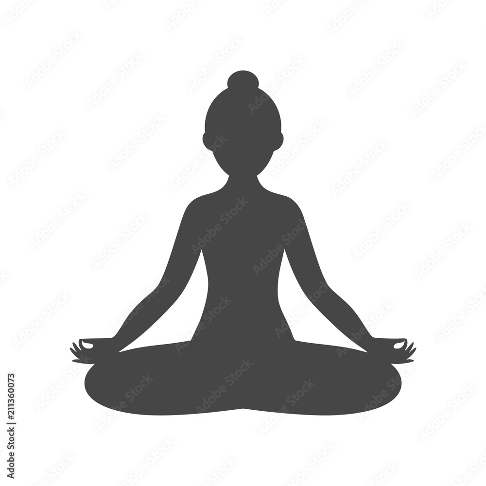 Yoga meditation zen pose logo silhouette symbol icon Stock Vector