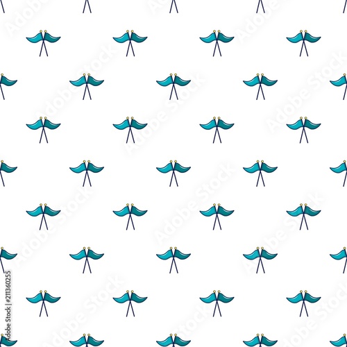 Crossed golf blue flags pattern seamless repeat in cartoon style vector illustration © ylivdesign