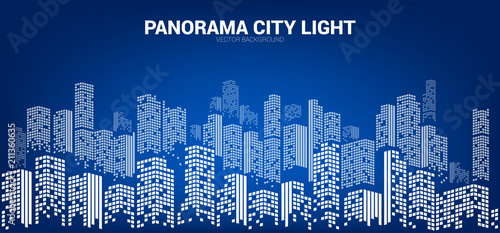 City panorama night graphic from small pixel square