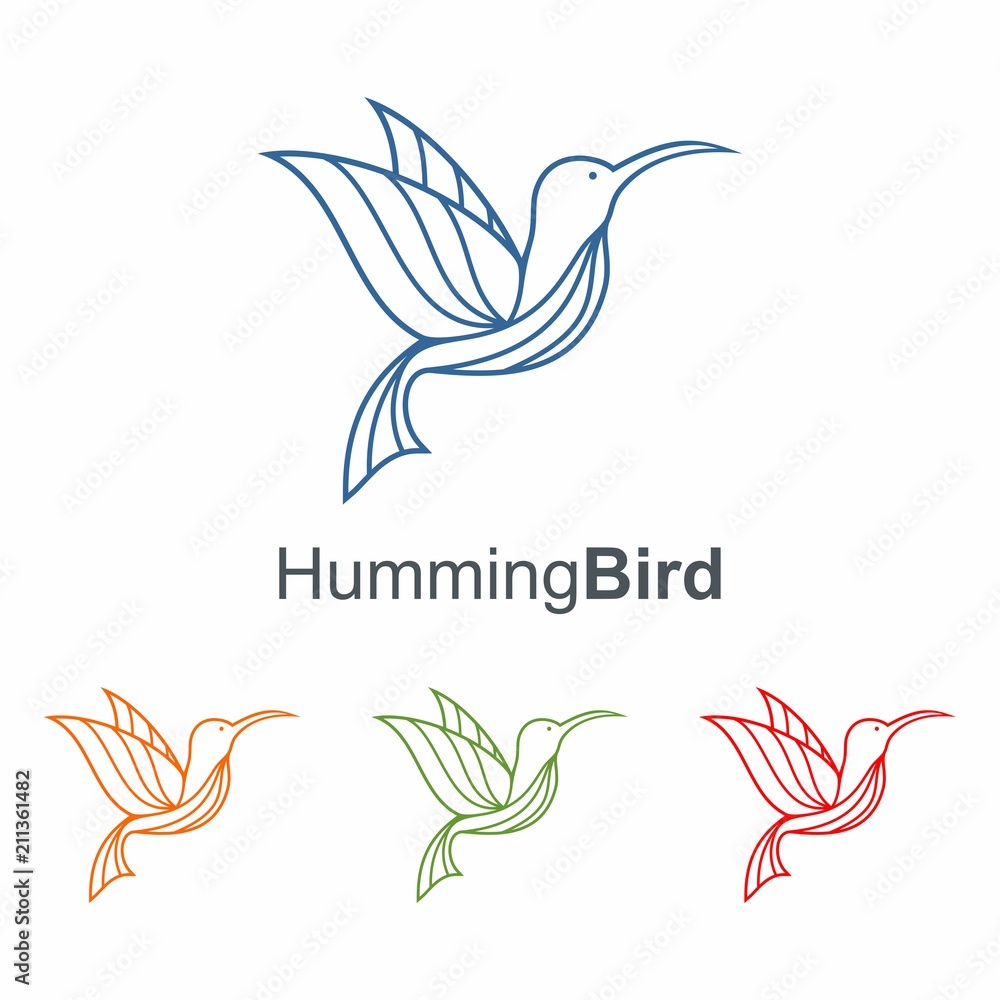 Line Art Hummingbird Design Logo Vector Line Art Hummingbird Design Logo Vector