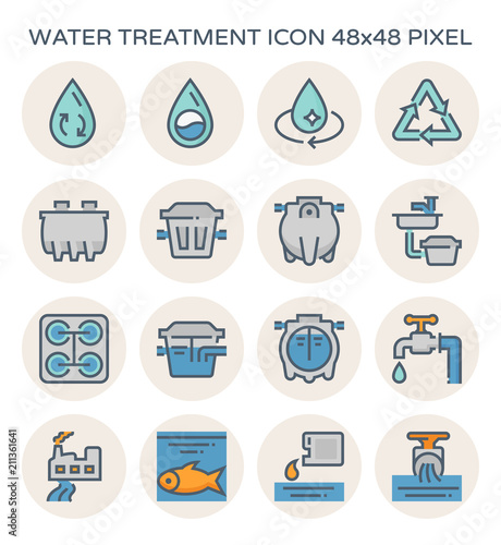 Water treatment plant and septic tank icon, 64x64 perfect pixel and editable stroke.