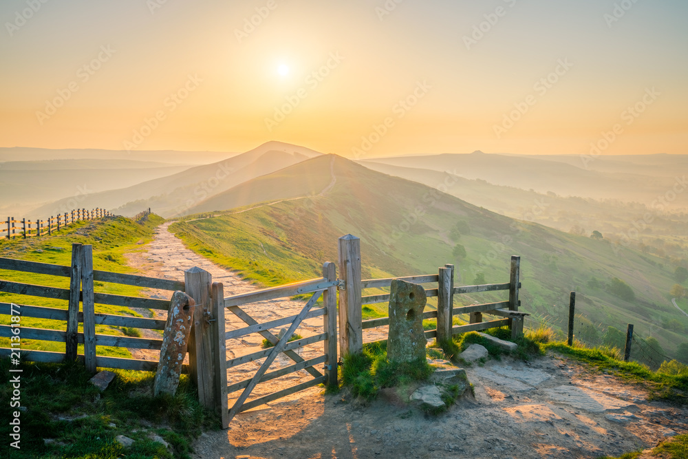 Sunrise on The Great Ridge in the Peak District, England