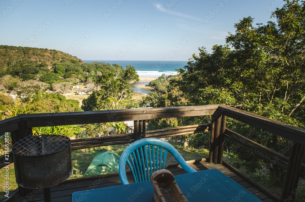 Port St Johns accommodation, panorama from bad and breackfast to the Indian Ocean, Wild Coast, Eastern Cape, South Africa