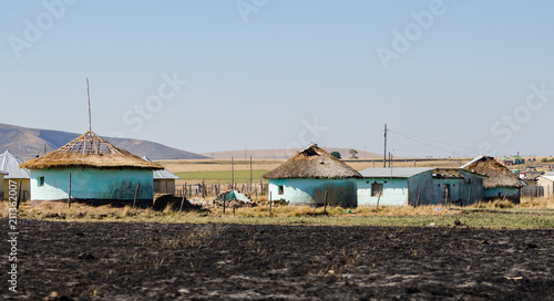 Zululand rural houses apartheid, bantustan KwaZulu Natal near Durban. Pietermaritzburg South Africa