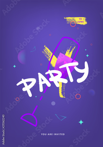 Party violet shine dark banners. Vector illustration.